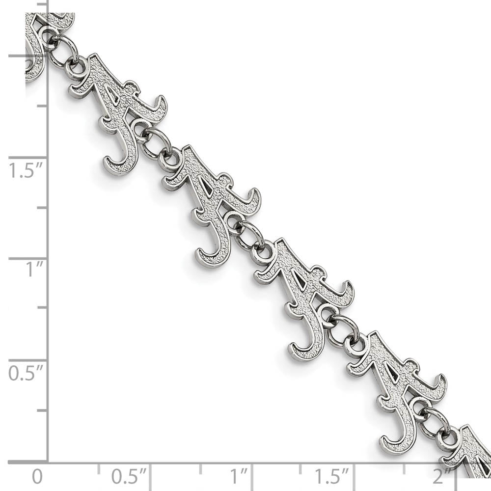Alternate view of the Stainless Steel University of Alabama Link Bracelet, 7 to 8.5 Inch by The Black Bow Jewelry Co.