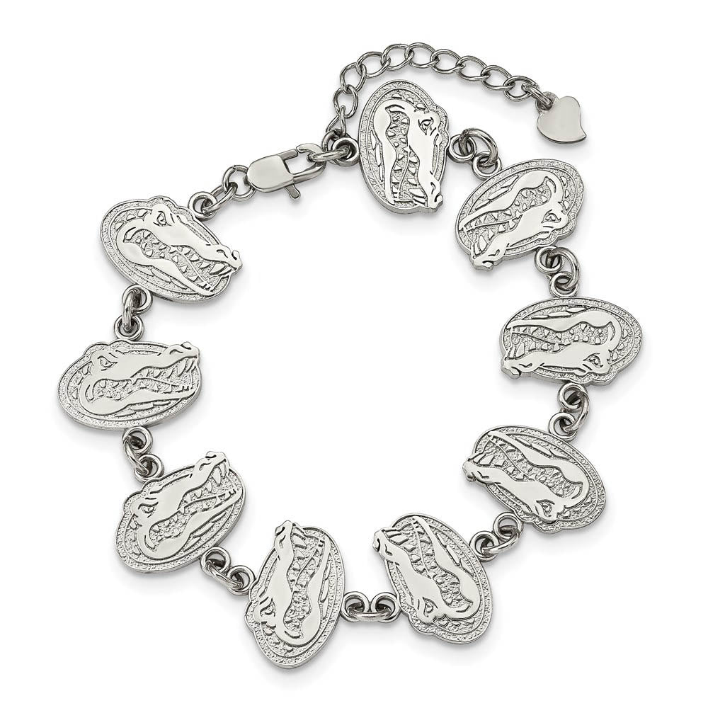 Alternate view of the Stainless Steel U. of Florida Gator Link Bracelet, 7 to 8.5 Inch by The Black Bow Jewelry Co.