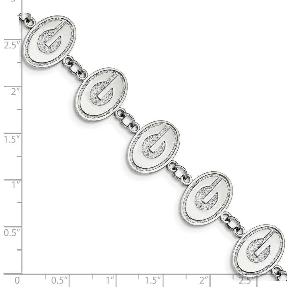 Alternate view of the Stainless Steel University of Georgia Link Bracelet, 7.75 to 9.25 Inch by The Black Bow Jewelry Co.