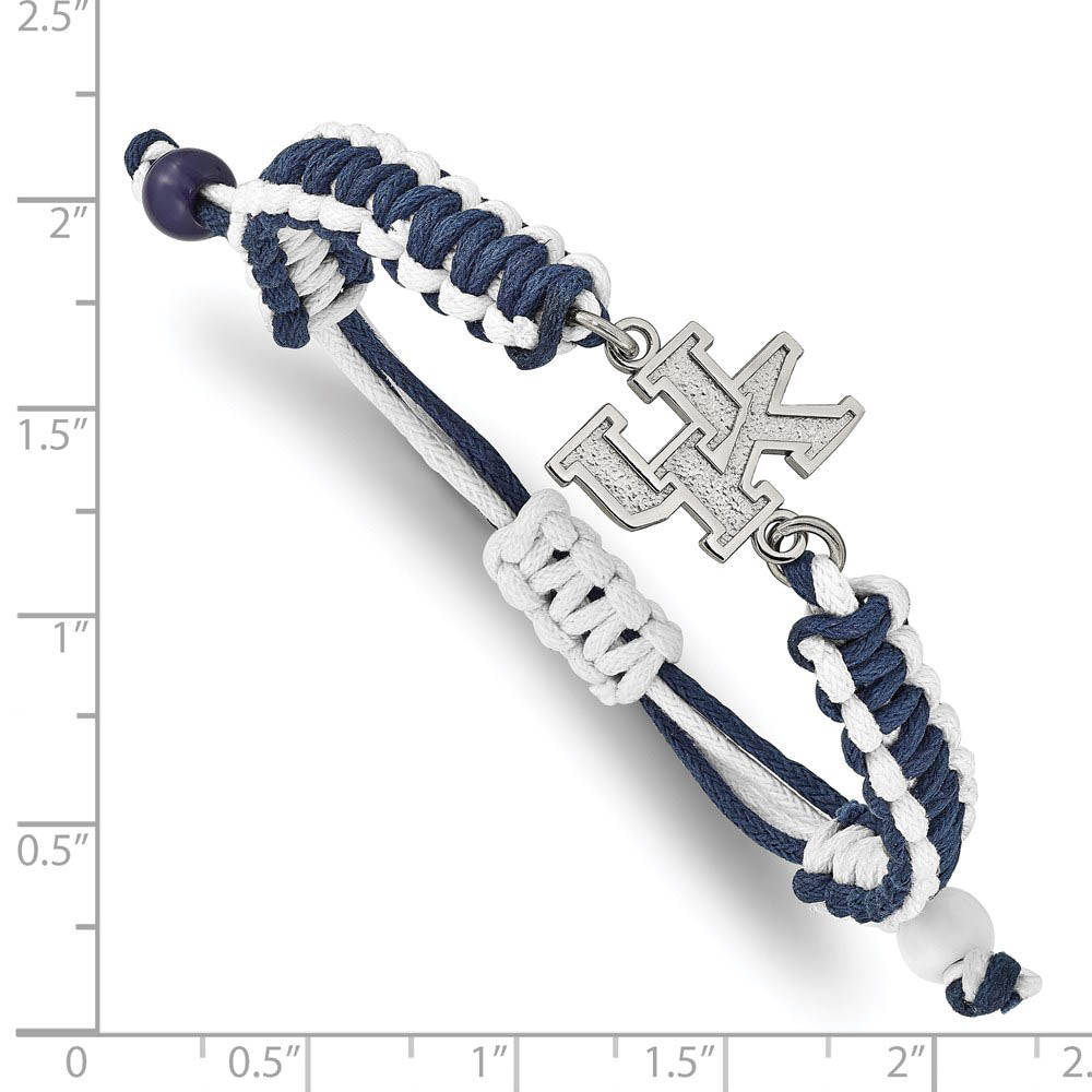 Alternate view of the Stainless Steel U. of Kentucky Adjustable Nylon Cord Bracelet, 9 Inch by The Black Bow Jewelry Co.