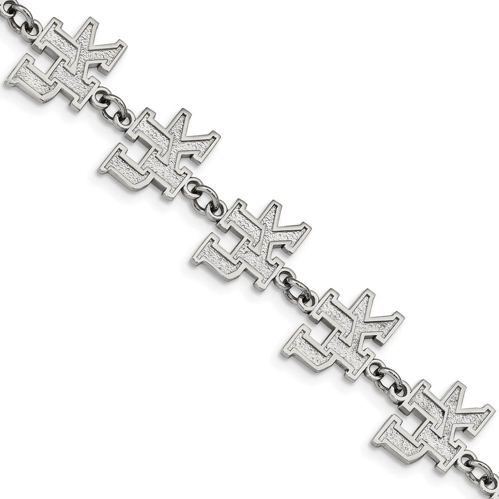 Stainless Steel U. of Kentucky Link Bracelet, 6.75 to 8.25 Inch, Item B19336 by The Black Bow Jewelry Co.