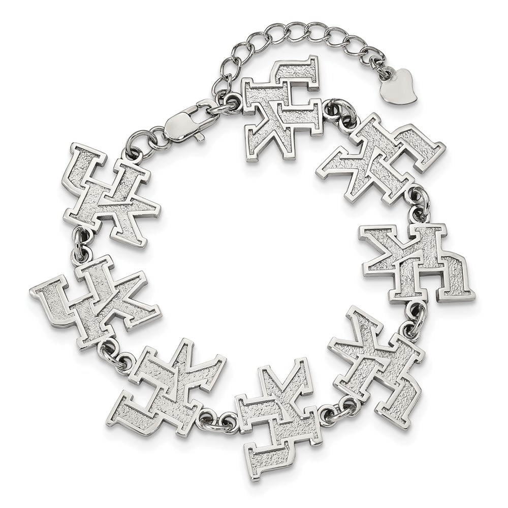 Alternate view of the Stainless Steel U. of Kentucky Link Bracelet, 6.75 to 8.25 Inch by The Black Bow Jewelry Co.