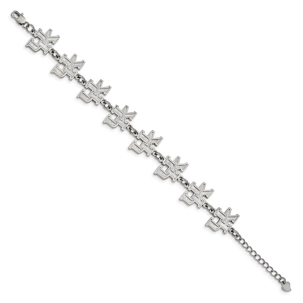 Alternate view of the Stainless Steel U. of Kentucky Link Bracelet, 6.75 to 8.25 Inch by The Black Bow Jewelry Co.