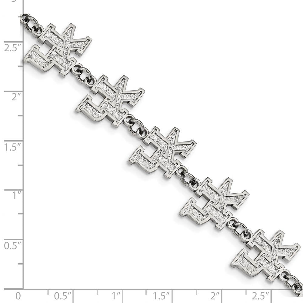 Alternate view of the Stainless Steel U. of Kentucky Link Bracelet, 6.75 to 8.25 Inch by The Black Bow Jewelry Co.