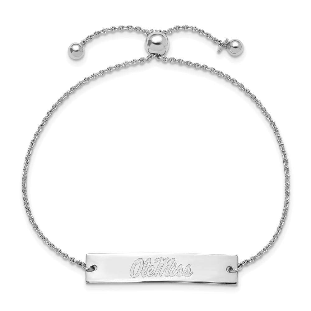Alternate view of the Sterling Silver Rhodium Plated Ole Miss Adjustable Bracelet, 9 Inch by The Black Bow Jewelry Co.