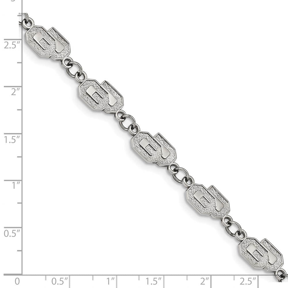 Alternate view of the Stainless Steel U. of Oklahoma Adjustable Link Bracelet, 7 to 8.5 Inch by The Black Bow Jewelry Co.