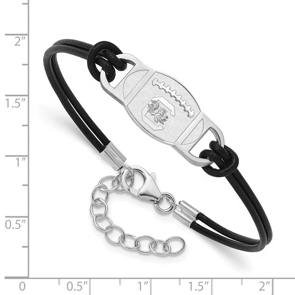 Alternate view of the Sterling Silver Rhodium Plated South Carolina Leather Bracelet, 8.5 In by The Black Bow Jewelry Co.