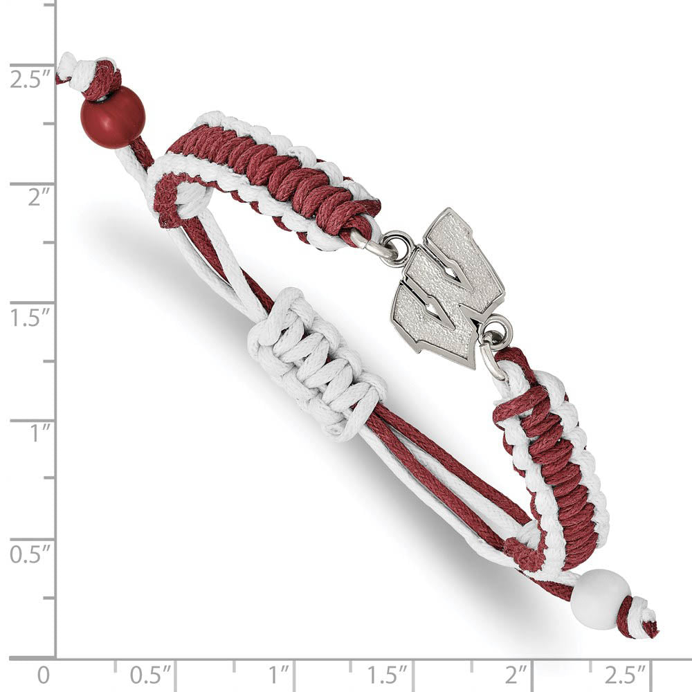 Alternate view of the Stainless Steel U. of Wisconsin Adjustable Nylon Cord Bracelet, 9 Inch by The Black Bow Jewelry Co.