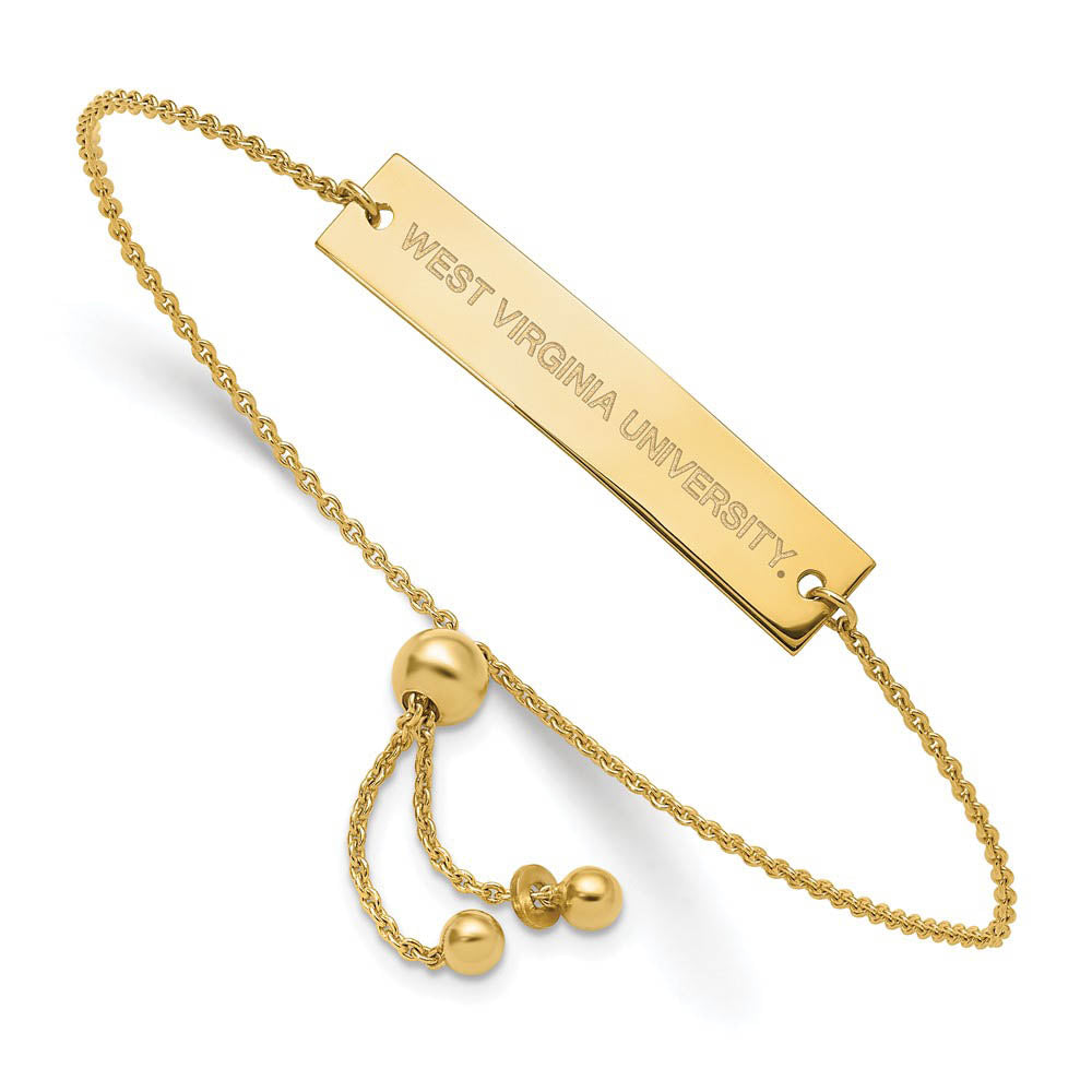 14K Yellow Gold Plated Sterling Silver West Virginia Adj Bracelet 9 In, Item B19377 by The Black Bow Jewelry Co.