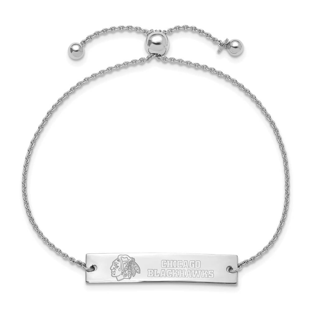 Alternate view of the Sterling Silver Rhod. Plated NHL Chicago Blackhawks Adj Bracelet, 9 In by The Black Bow Jewelry Co.