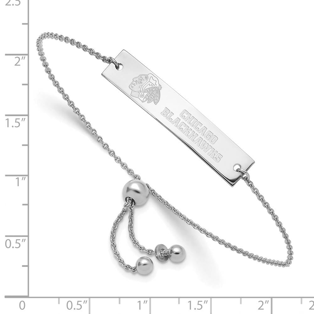 Alternate view of the Sterling Silver Rhod. Plated NHL Chicago Blackhawks Adj Bracelet, 9 In by The Black Bow Jewelry Co.