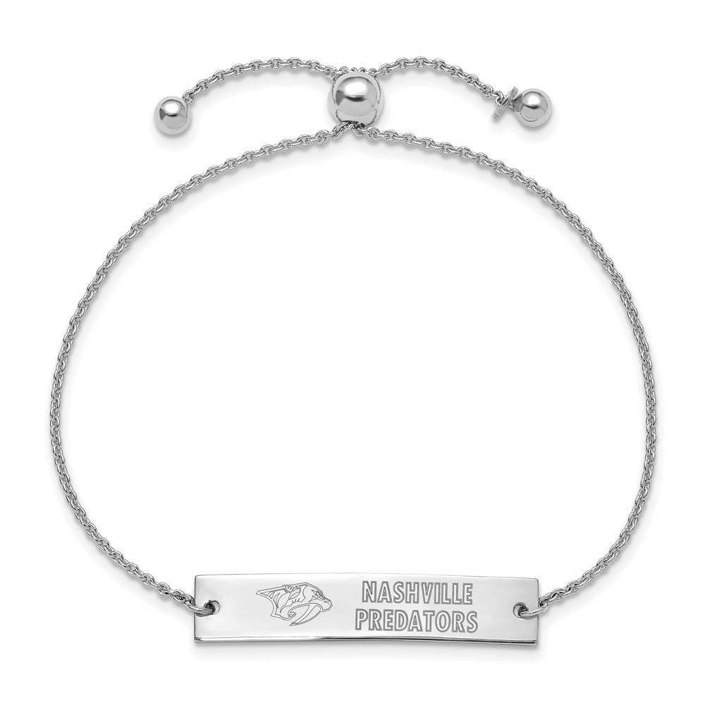Alternate view of the Sterling Silver Rhod-Plated NHL Nashville Predators Bar Bracelet, 9 In by The Black Bow Jewelry Co.