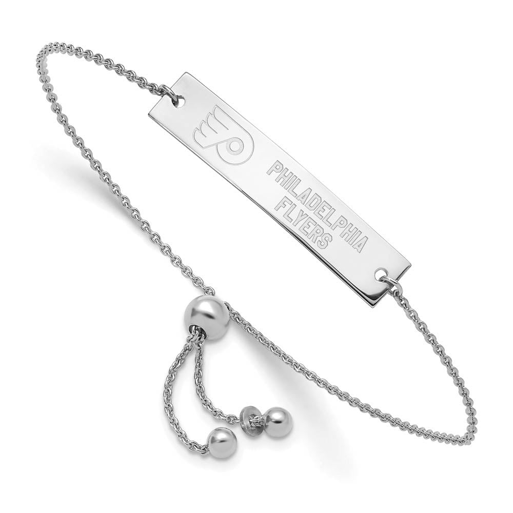 Sterling Silver Rhod-Plated NHL Philadelphia Flyers Bar Bracelet, 9 In, Item B19422 by The Black Bow Jewelry Co.