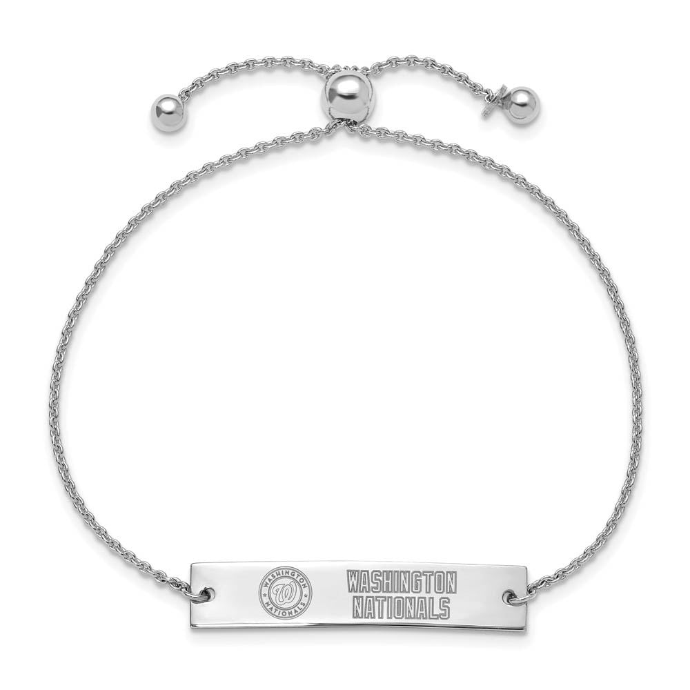 Alternate view of the Sterling Silver Rhod-Plated MLB Wash. Nationals Bar Adj Bracelet, 9 In by The Black Bow Jewelry Co.