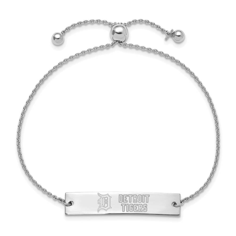 Alternate view of the Sterling Silver Rhod-Plated MLB Detroit Tigers Bar Adj Bracelet, 9 In by The Black Bow Jewelry Co.