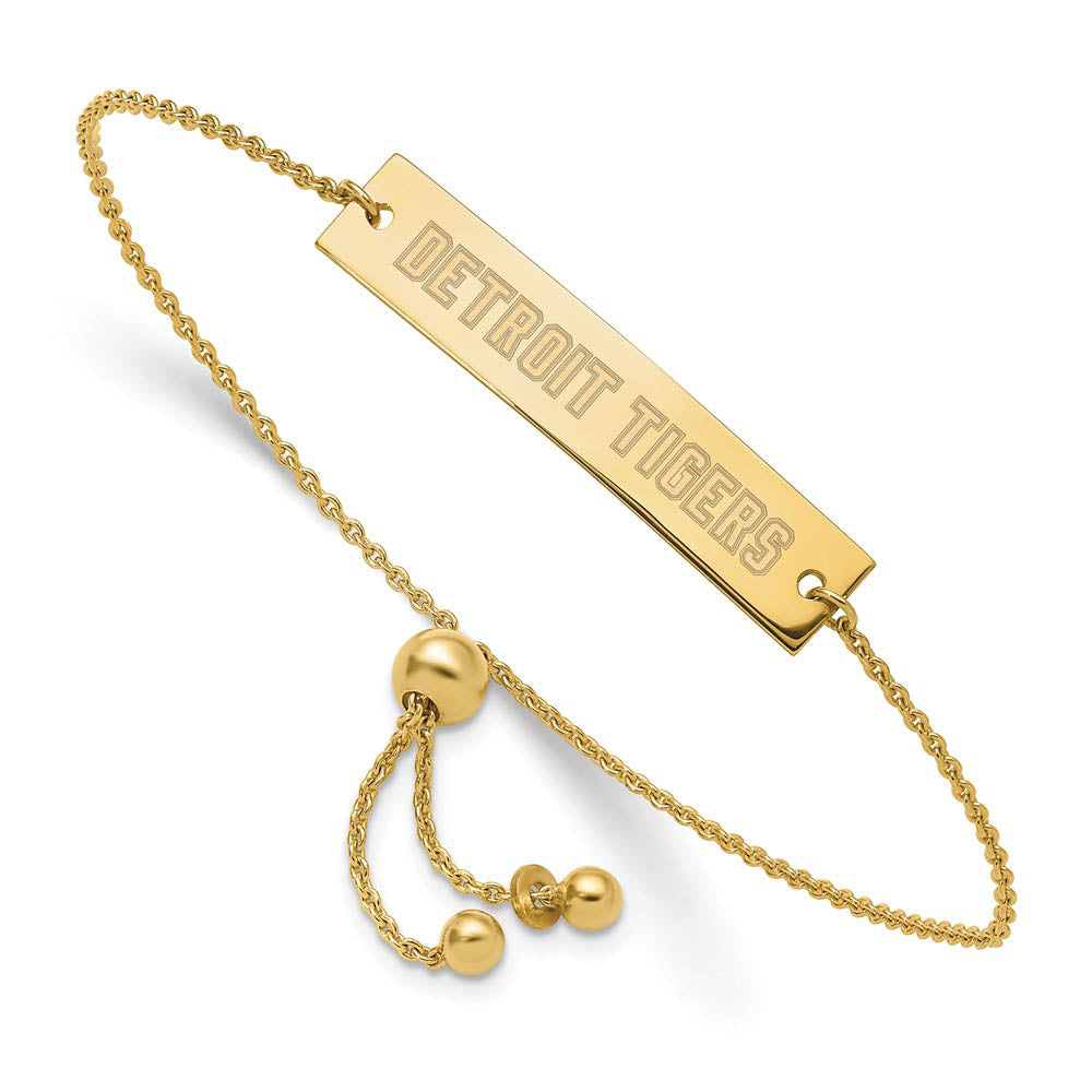 14K Yellow Gold Plated SS MLB Detroit Tigers Bar Adj Bracelet, 9 In, Item B19541 by The Black Bow Jewelry Co.