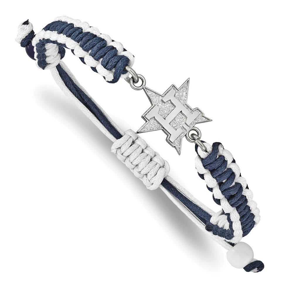 Stainless Steel MLB Houston Astros Adj Nylon Cord Bracelet, 9 Inch, Item B19622 by The Black Bow Jewelry Co.