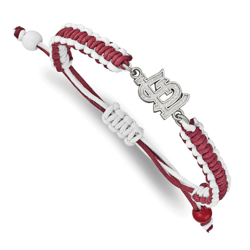 Stainless Steel MLB St. Louis Cardinals Adj Nylon Cord Bracelet, 9 In, Item B19626 by The Black Bow Jewelry Co.