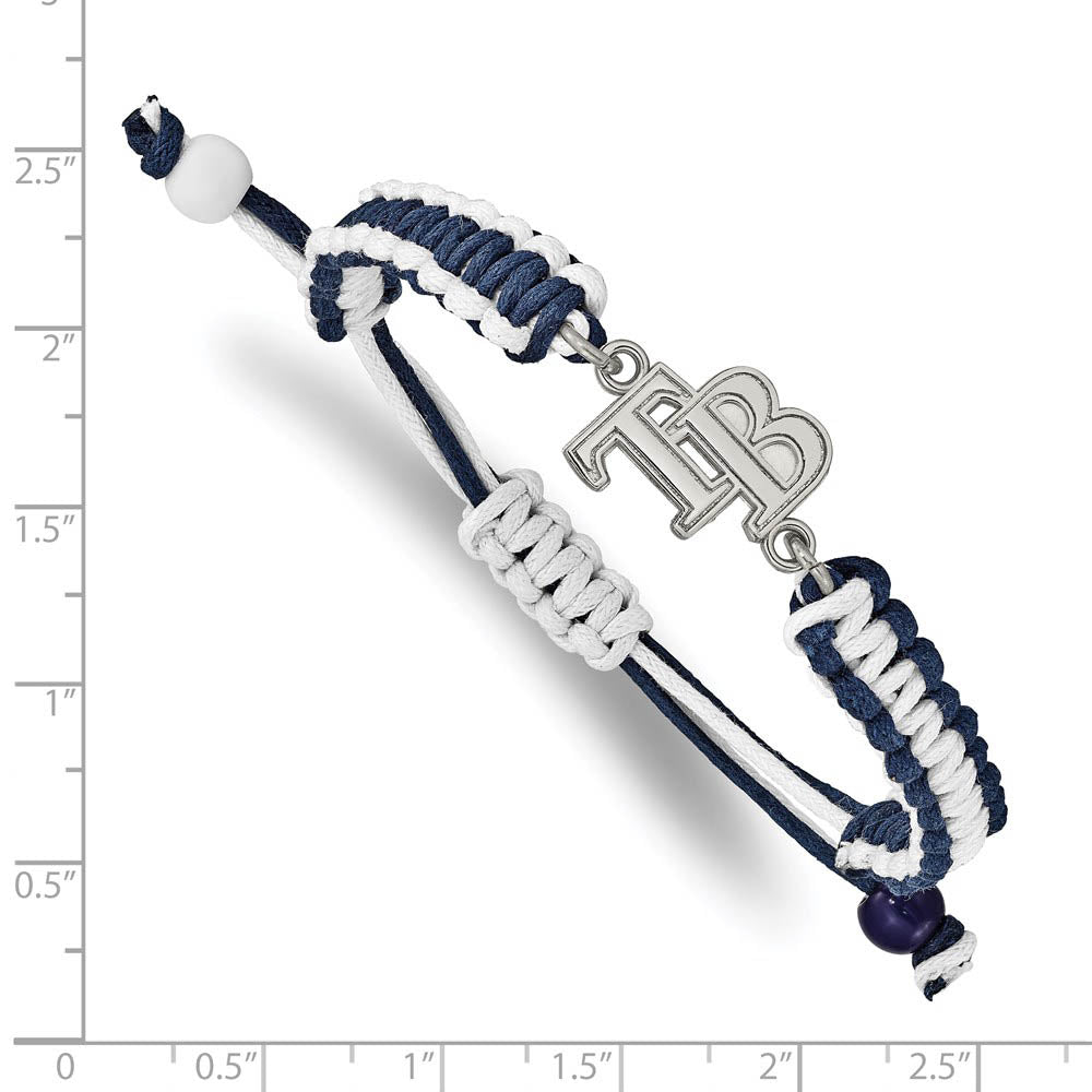 Alternate view of the Stainless Steel MLB Tampa Bay Rays Adj Nylon Cord Bracelet, 9 Inch by The Black Bow Jewelry Co.