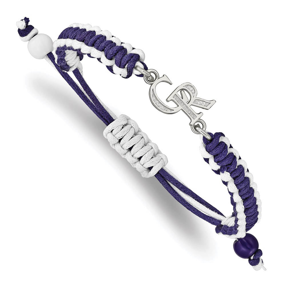Stainless Steel MLB Colorado Rockies Adj Nylon Cord Bracelet, 9 Inch, Item B19640 by The Black Bow Jewelry Co.