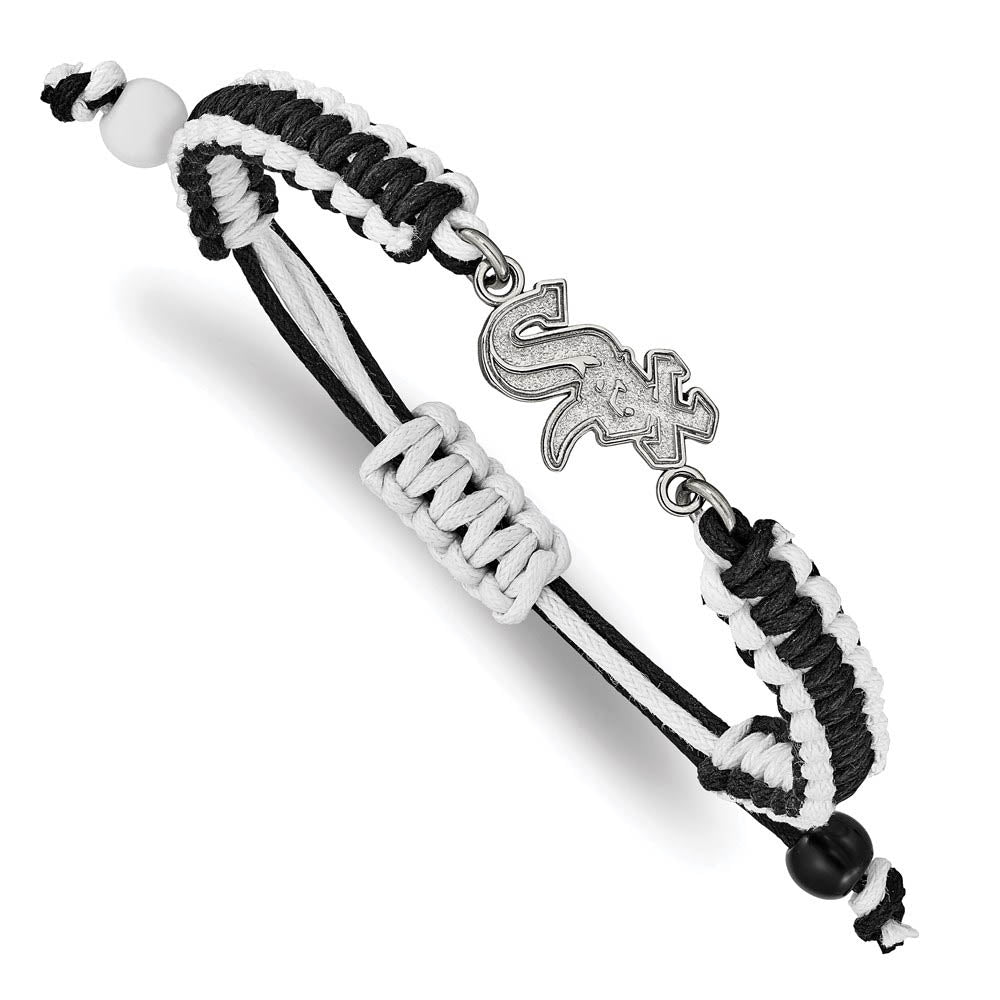 Stainless Steel MLB Chicago White Sox Adj Nylon Cord Bracelet, 9 Inch, Item B19644 by The Black Bow Jewelry Co.