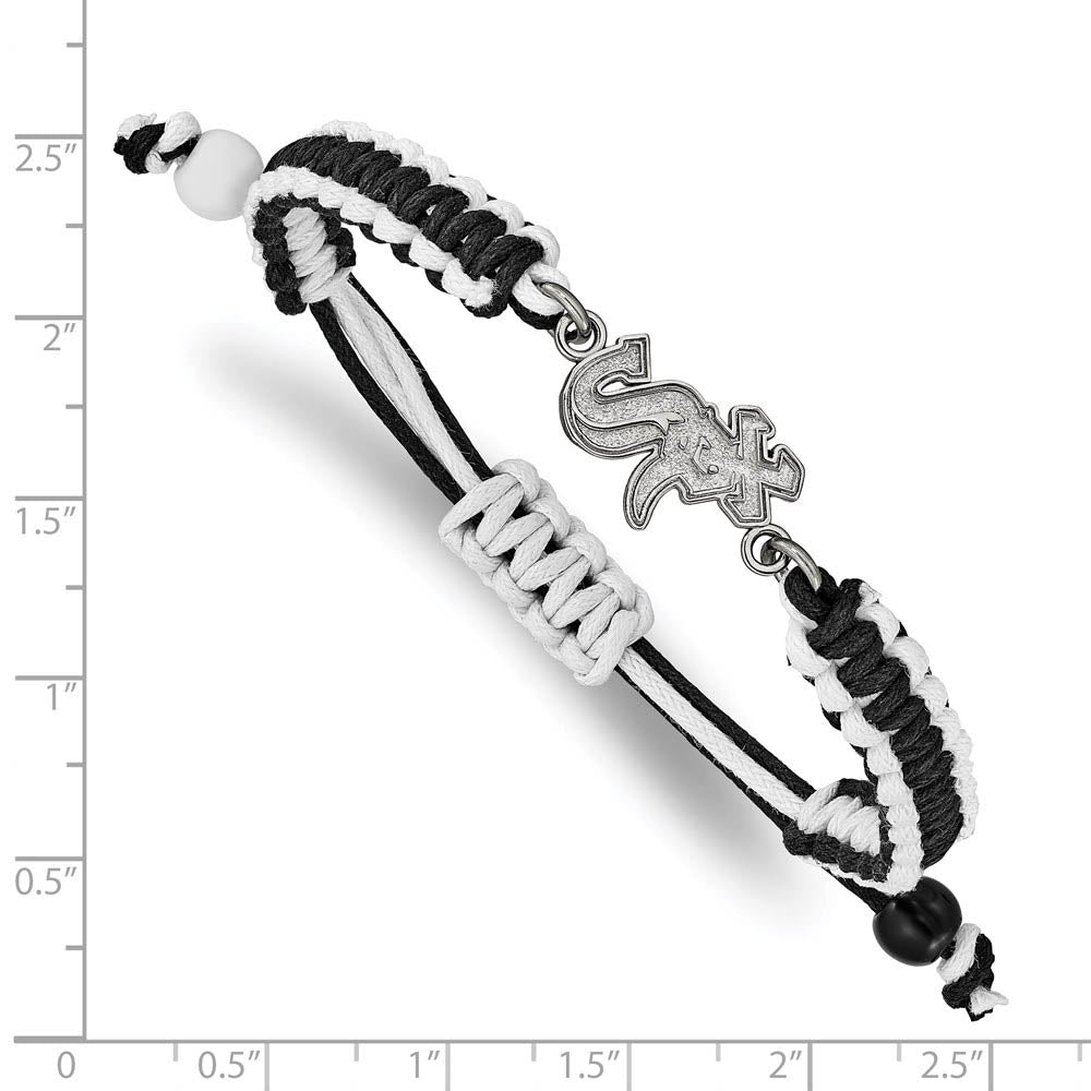 Alternate view of the Stainless Steel MLB Chicago White Sox Adj Nylon Cord Bracelet, 9 Inch by The Black Bow Jewelry Co.