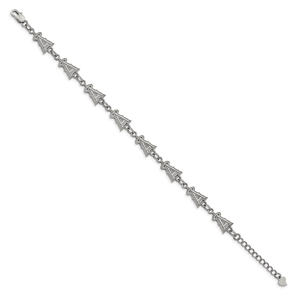 Alternate view of the Stainless Steel MLB Los Angeles Angels Link Bracelet, 7 to 8.5 Inch by The Black Bow Jewelry Co.