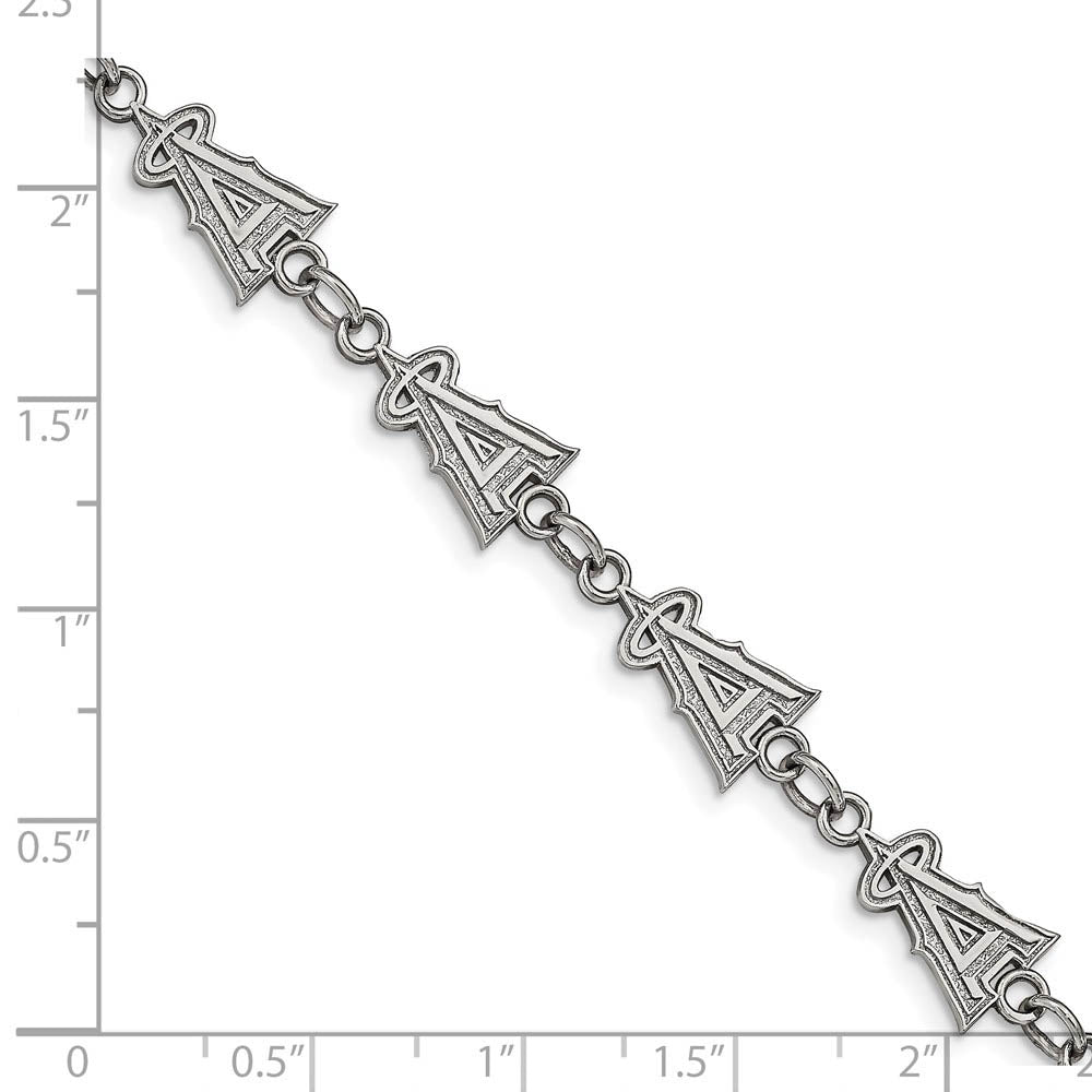 Alternate view of the Stainless Steel MLB Los Angeles Angels Link Bracelet, 7 to 8.5 Inch by The Black Bow Jewelry Co.