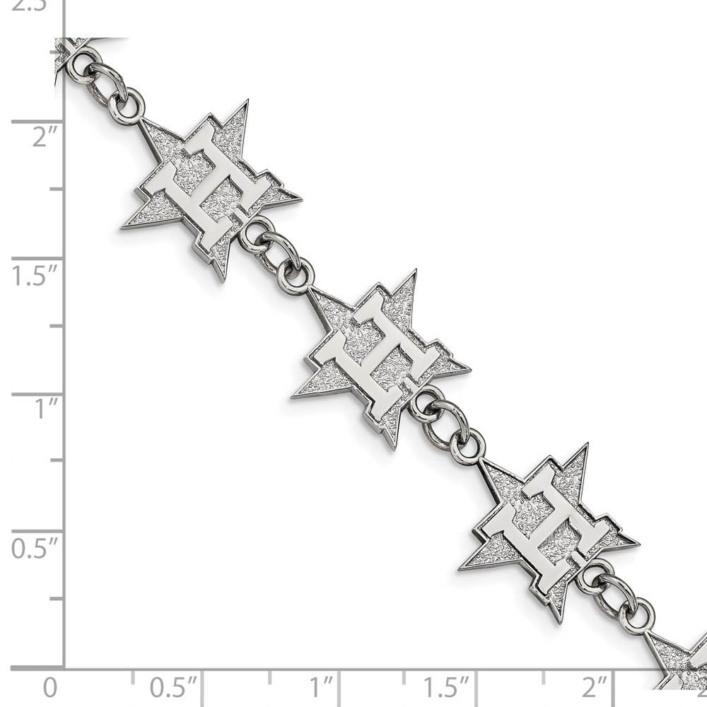 Alternate view of the Stainless Steel MLB Houston Astros Link Bracelet, 7.25 to 8.75 Inch by The Black Bow Jewelry Co.