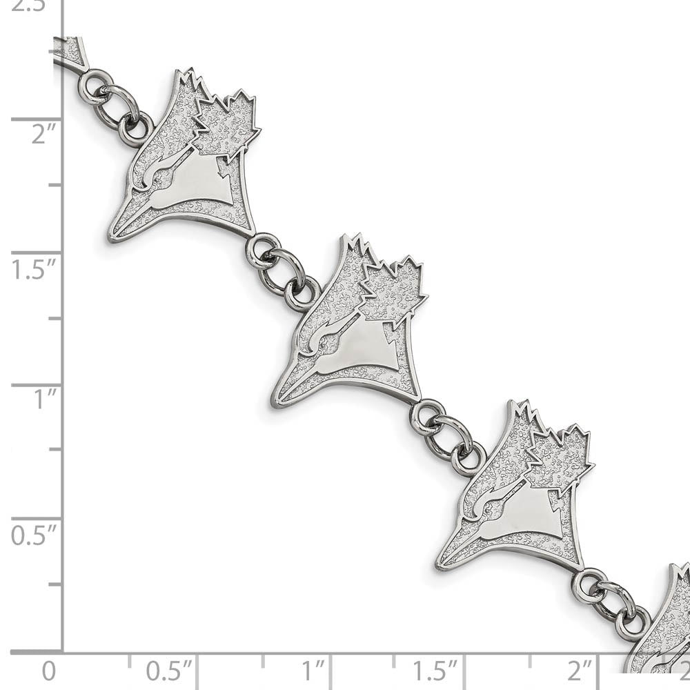 Alternate view of the Stainless Steel MLB Toronto Blue Jays Link Bracelet, 7.25 to 8.75 Inch by The Black Bow Jewelry Co.