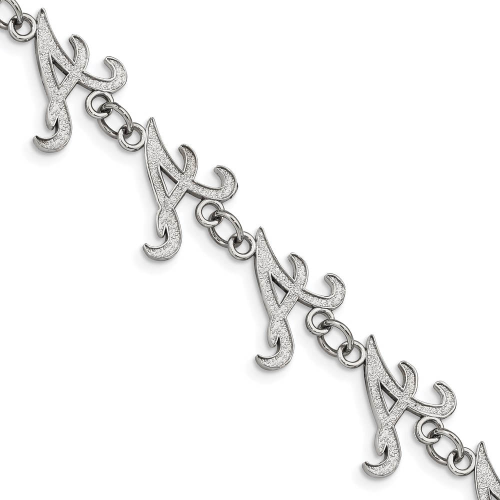Stainless Steel MLB Atlanta Braves Link Bracelet, 7 to 8.5 Inch, Item B19650 by The Black Bow Jewelry Co.