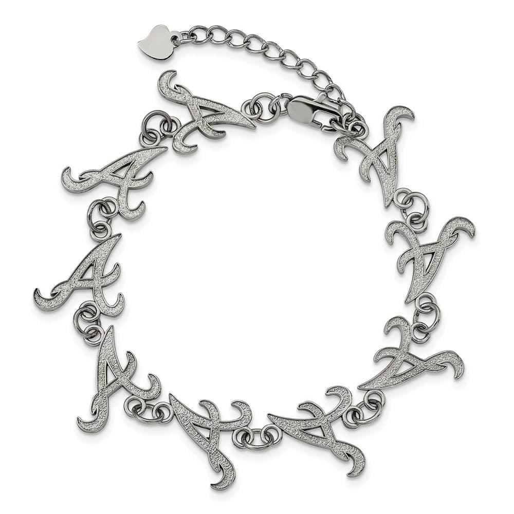 Alternate view of the Stainless Steel MLB Atlanta Braves Link Bracelet, 7 to 8.5 Inch by The Black Bow Jewelry Co.