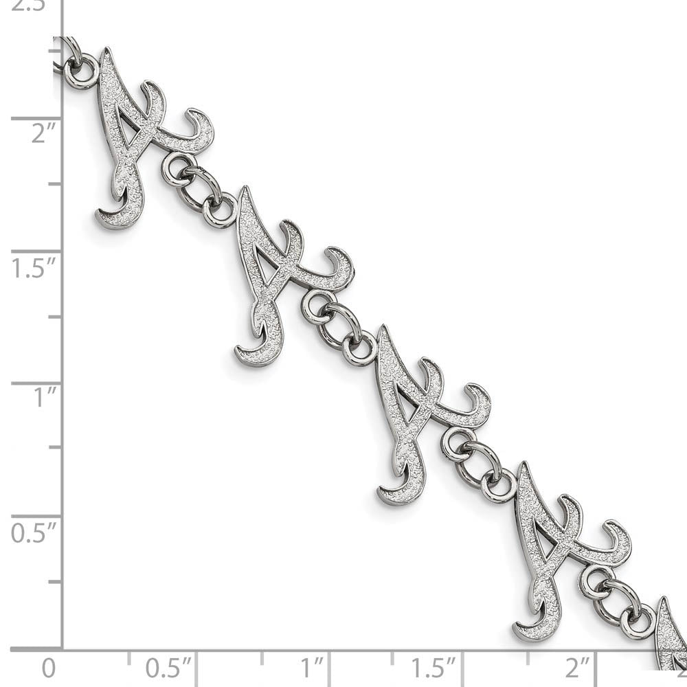 Alternate view of the Stainless Steel MLB Atlanta Braves Link Bracelet, 7 to 8.5 Inch by The Black Bow Jewelry Co.