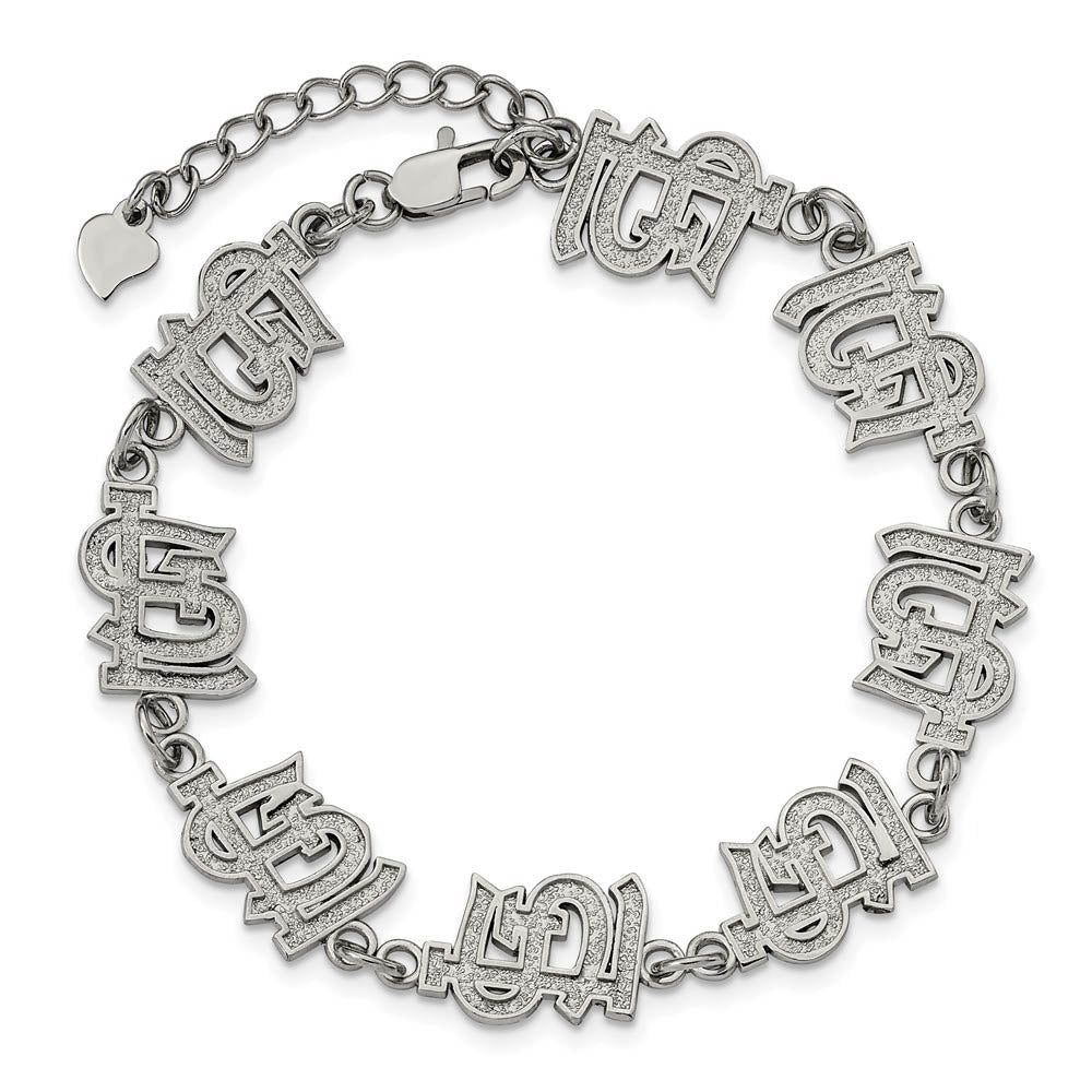 Alternate view of the Stainless Steel MLB St. Louis Cardinals Link Bracelet, 7.25 to 8.75 In by The Black Bow Jewelry Co.