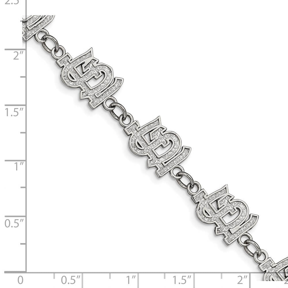 Alternate view of the Stainless Steel MLB St. Louis Cardinals Link Bracelet, 7.25 to 8.75 In by The Black Bow Jewelry Co.