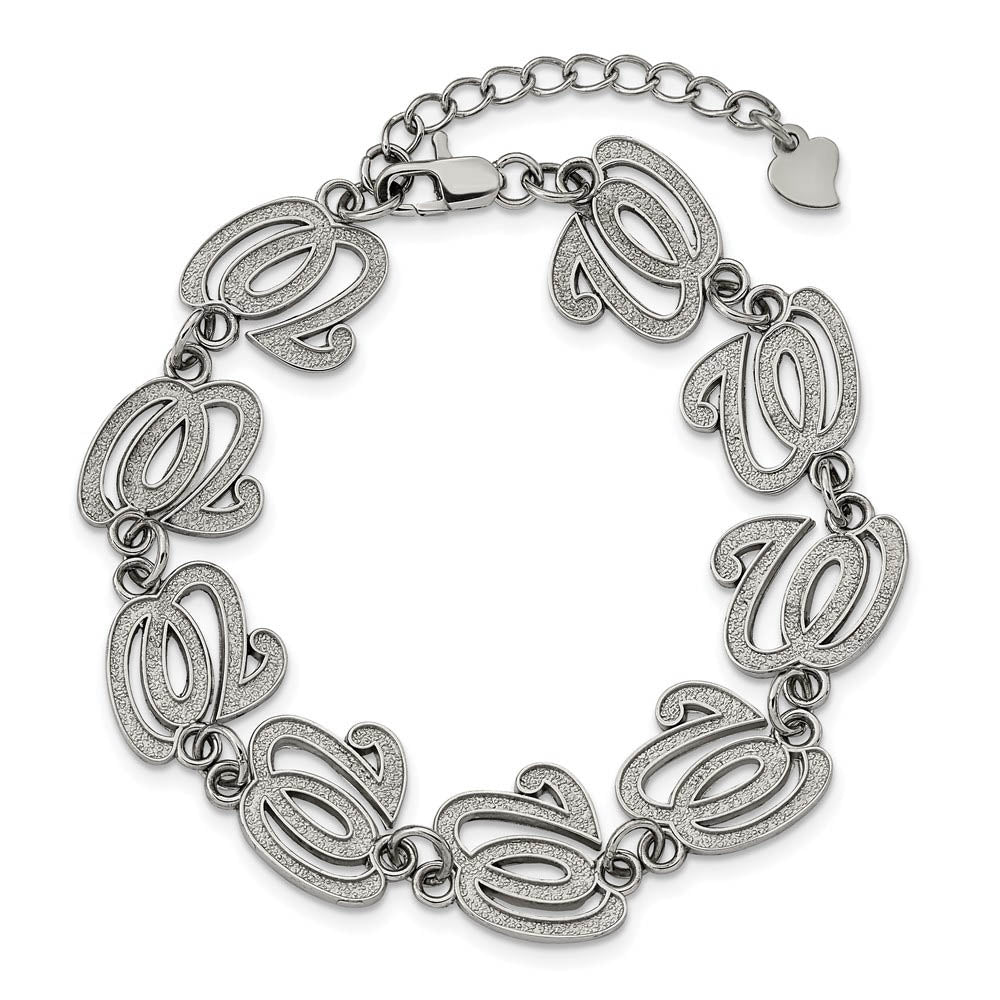 Alternate view of the Stainless Steel MLB Washington Nationals Link Bracelet, 7 to 8.5 Inch by The Black Bow Jewelry Co.