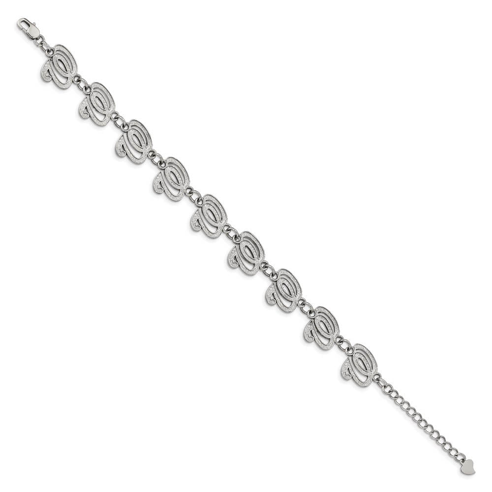 Alternate view of the Stainless Steel MLB Washington Nationals Link Bracelet, 7 to 8.5 Inch by The Black Bow Jewelry Co.