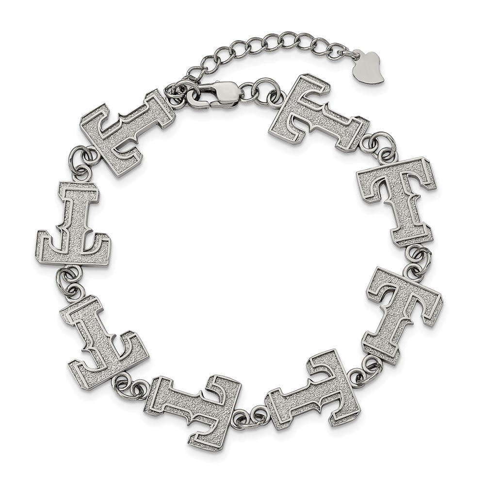 Alternate view of the Stainless Steel MLB Texas Rangers Link Bracelet, 7.5 to 9 Inch by The Black Bow Jewelry Co.