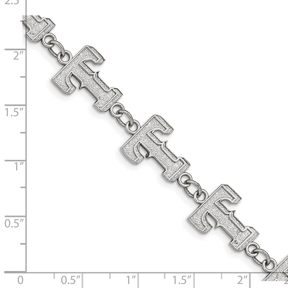 Alternate view of the Stainless Steel MLB Texas Rangers Link Bracelet, 7.5 to 9 Inch by The Black Bow Jewelry Co.