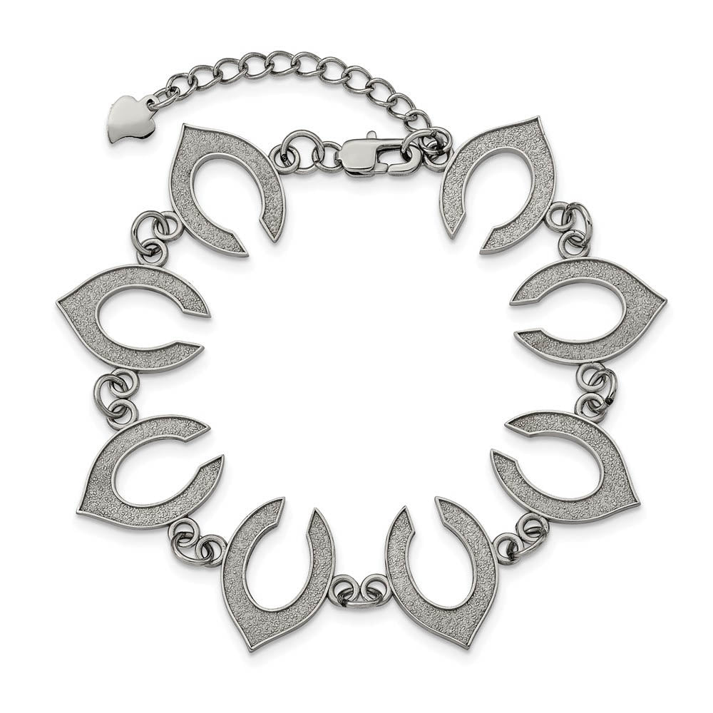 Alternate view of the Stainless Steel MLB Cincinnati Reds Link Bracelet, 7 to 8.5 Inch by The Black Bow Jewelry Co.