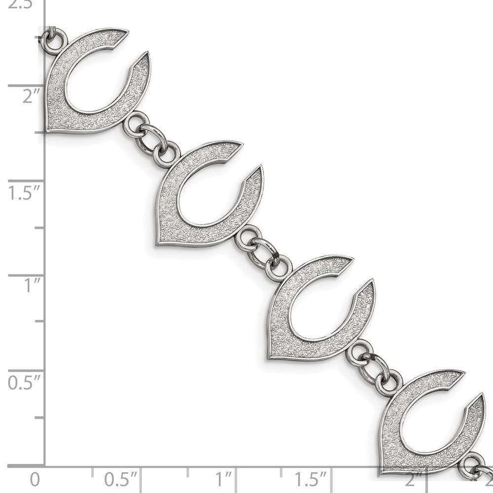 Alternate view of the Stainless Steel MLB Cincinnati Reds Link Bracelet, 7 to 8.5 Inch by The Black Bow Jewelry Co.