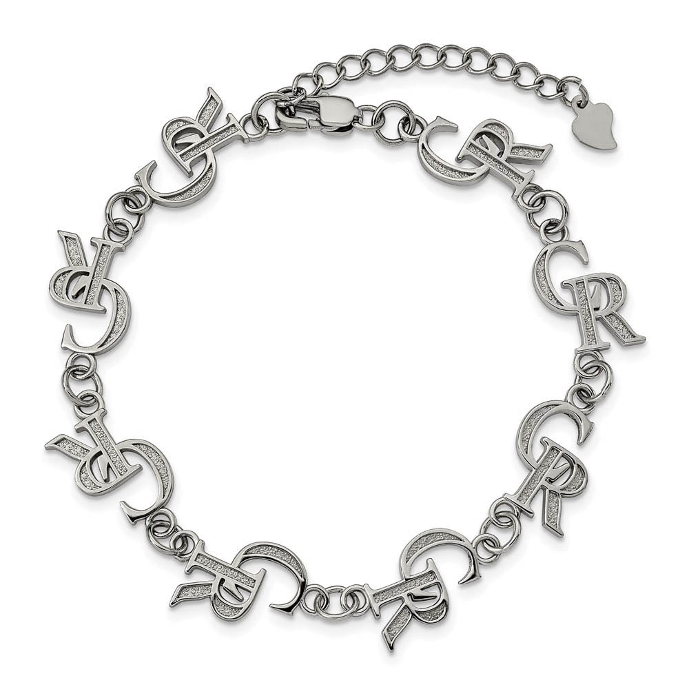 Alternate view of the Stainless Steel MLB Colorado Rockies Link Bracelet, 7 to 8.5 Inch by The Black Bow Jewelry Co.