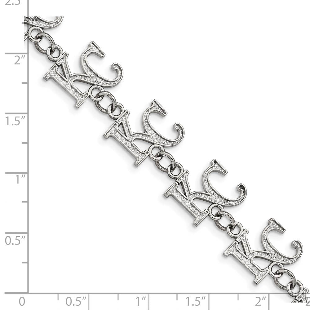 Alternate view of the Stainless Steel MLB Kansas City Royals Link Bracelet, 7.25 to 8.75 In by The Black Bow Jewelry Co.