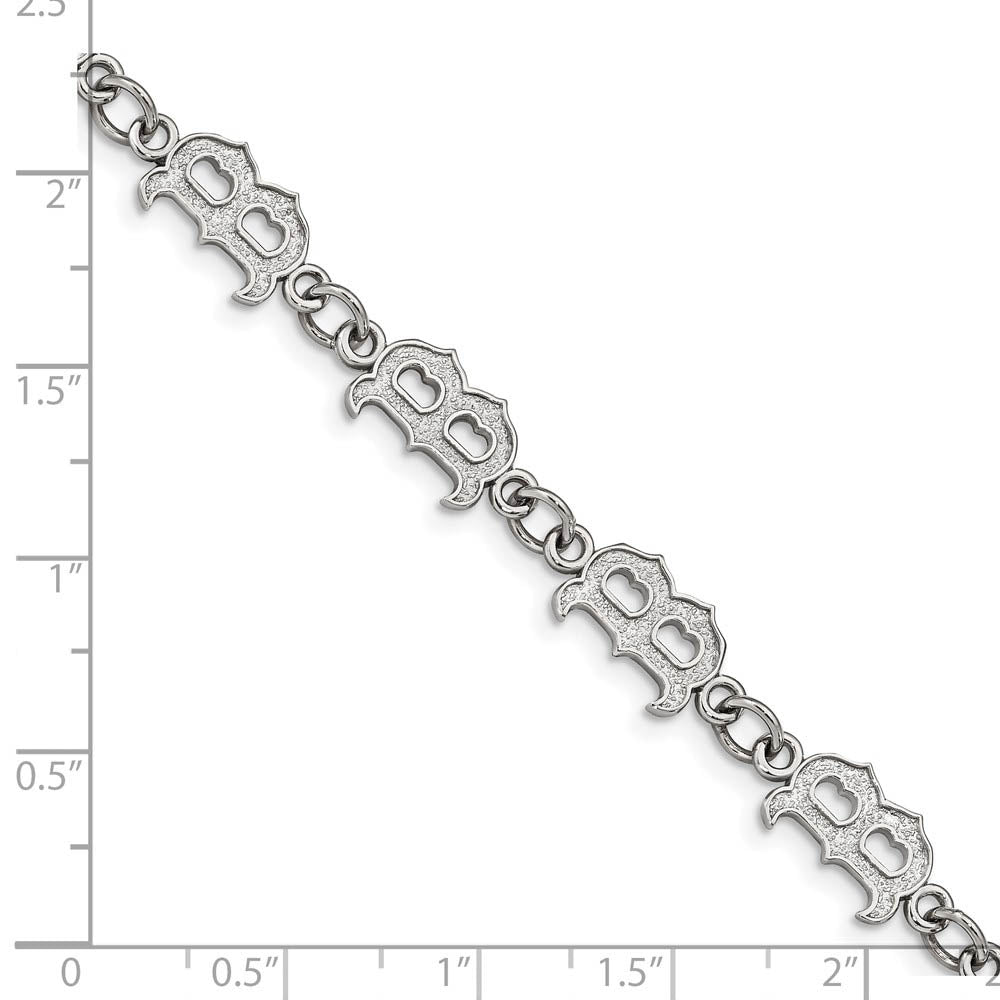 Alternate view of the Stainless Steel MLB Boston Red Sox Link Bracelet, 7 to 8.5 Inch by The Black Bow Jewelry Co.