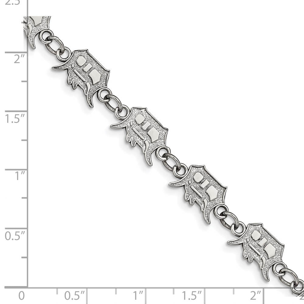 Alternate view of the Stainless Steel MLB Detroit Tigers Link Bracelet, 7.25 to 8.75 Inch by The Black Bow Jewelry Co.