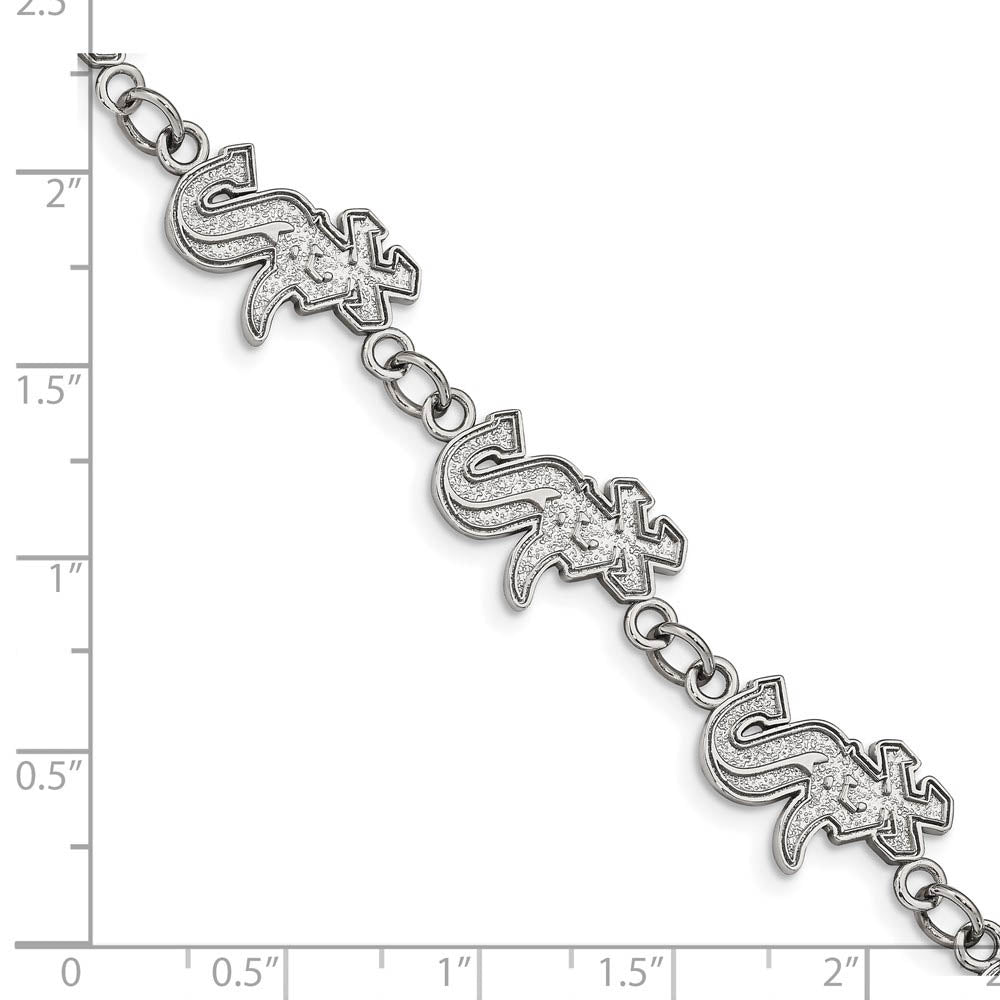 Alternate view of the Stainless Steel MLB Chicago White Sox Link Bracelet, 7 to 8.5 Inch by The Black Bow Jewelry Co.