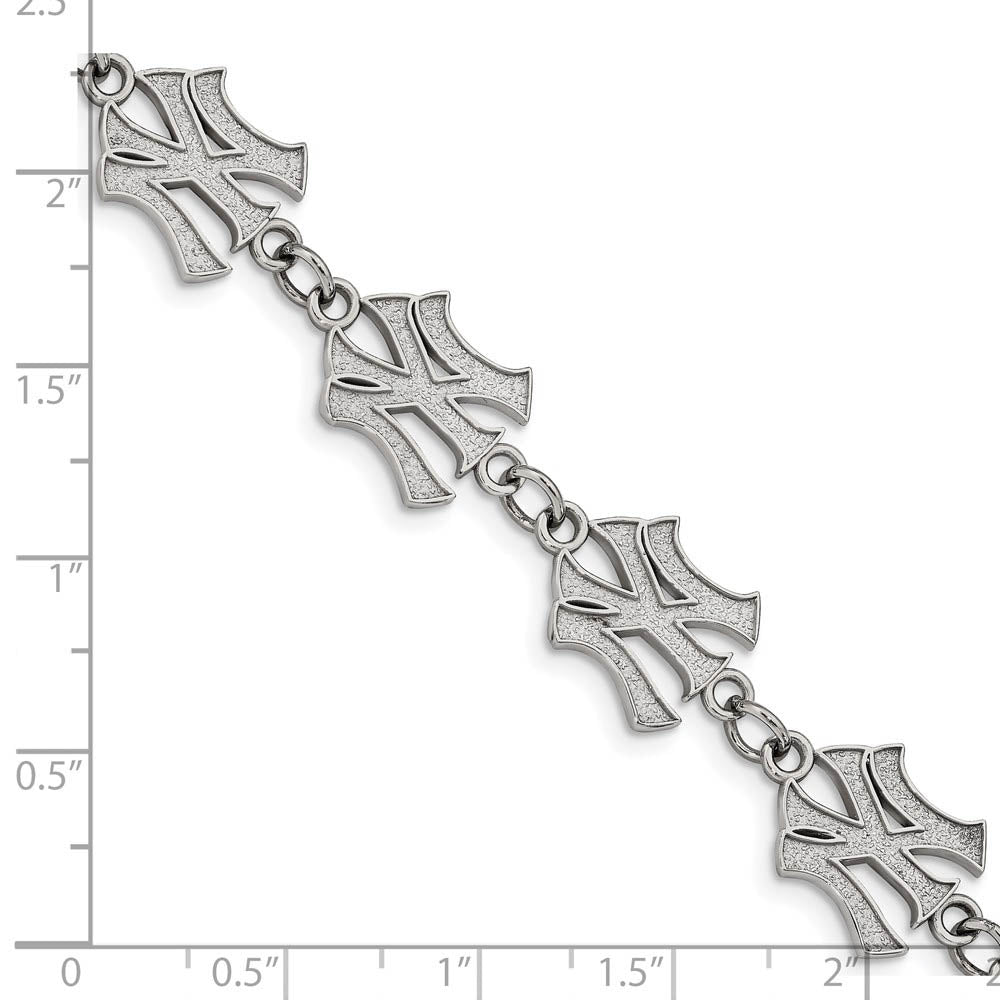 Alternate view of the Stainless Steel MLB New York Yankees Link Bracelet, 6.75 to 8.25 Inch by The Black Bow Jewelry Co.