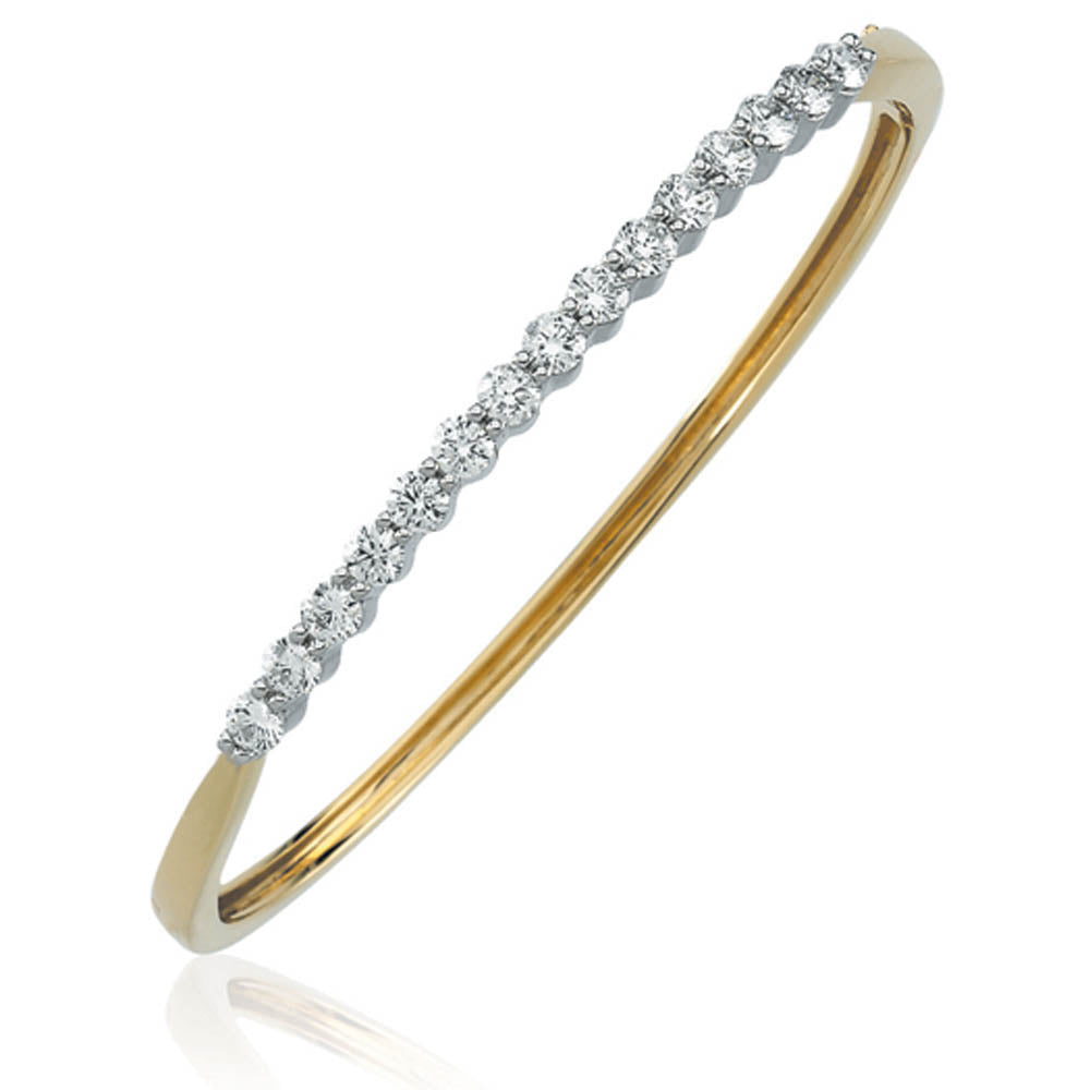 14k White and Yellow Gold & Diamond Two Toned Bangle Bracelet, Item B8006-14TT by The Black Bow Jewelry Co.
