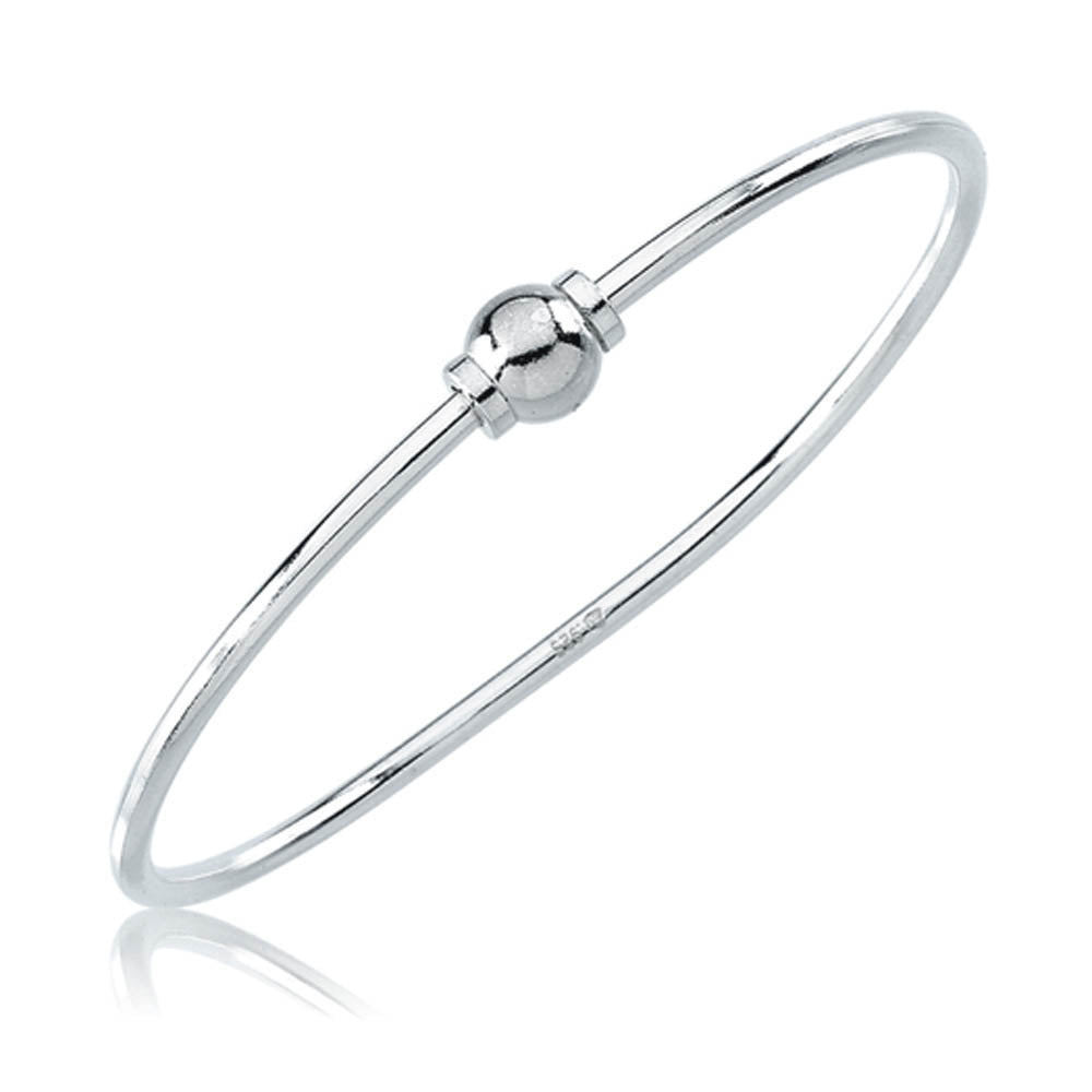 Sterling Silver 8mm Sphere Bangle Bracelet, Item B8028-SS by The Black Bow Jewelry Co.