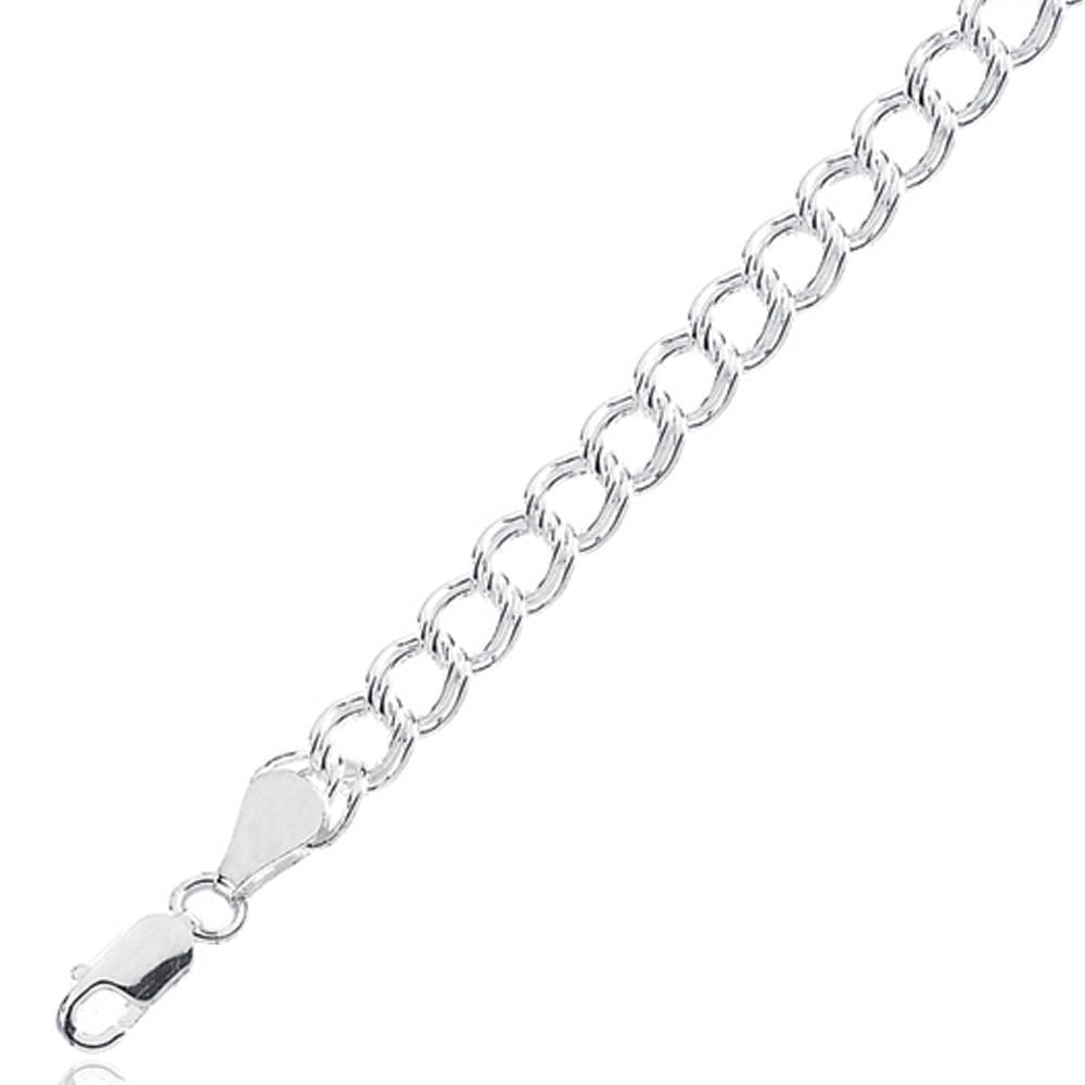 Sterling Silver 4.5mm Hollow Paralleo Curb Chain Charm Bracelet, 7 In, Item B8037-SS by The Black Bow Jewelry Co.